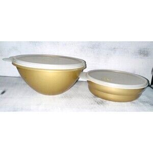 Tupperware Wonderlier Bowl & Cereal Bowl Gold 50th Aniversary Series Set New